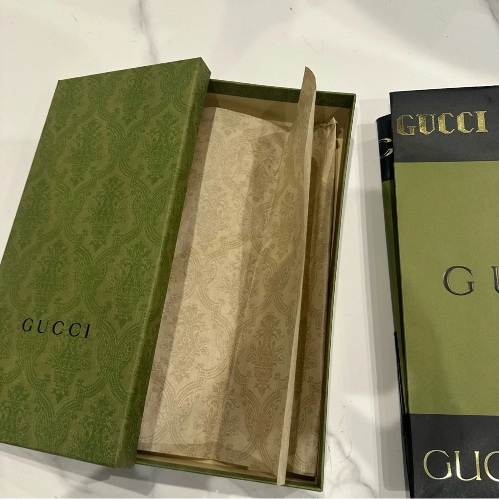 Gucci Olive Green Box with Gold Lettering
